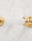 Unlacquered brass shower set, Mykonos style, in 90 or 45 degree pipe