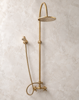 Nashville brass exposed shower system in unlacquered brass