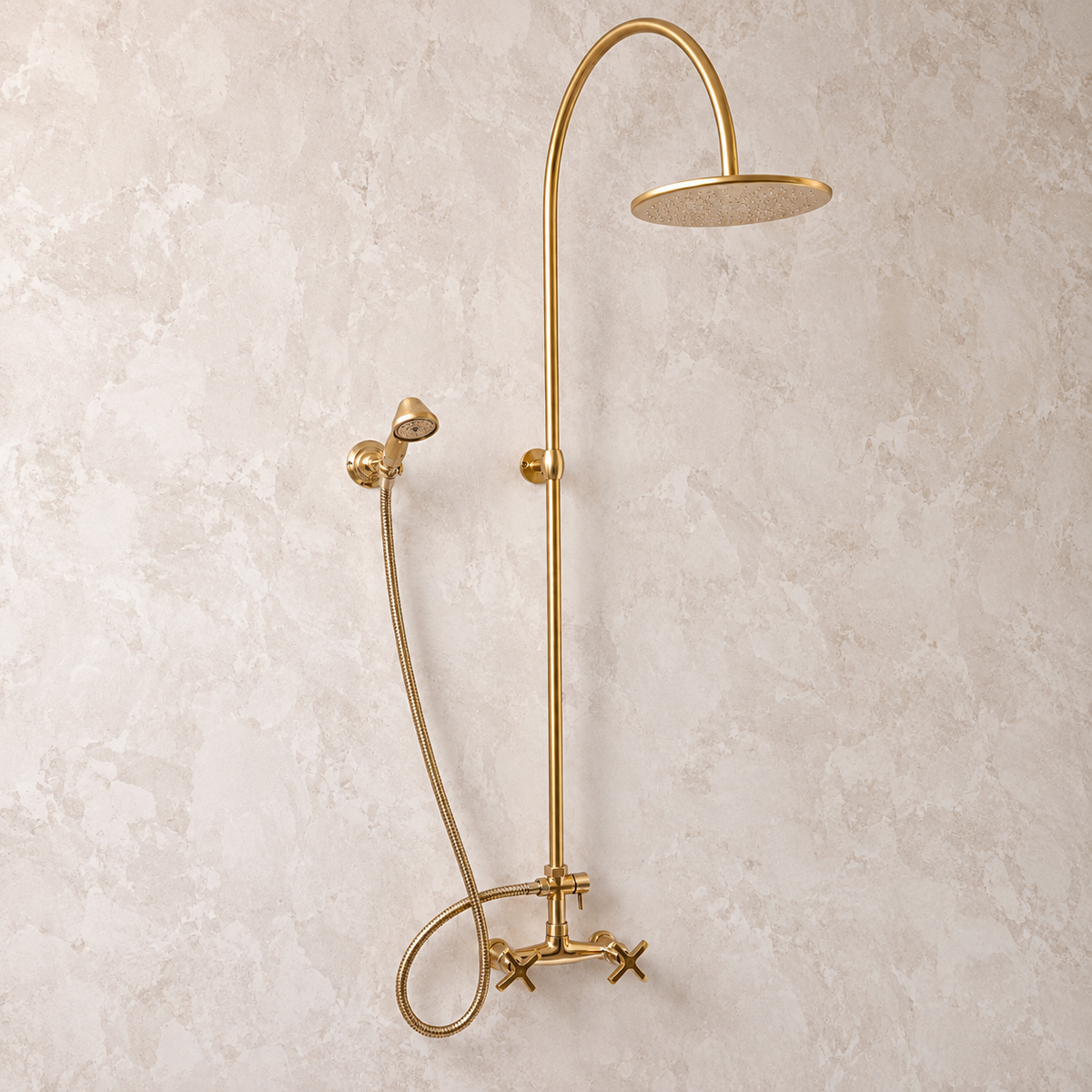 Nashville exposed pipe brass shower system by Brasslik