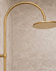 Brasslik Nashville brass shower system, exposed pipe design