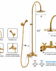 Unlacquered Nashville brass exposed shower fixtures