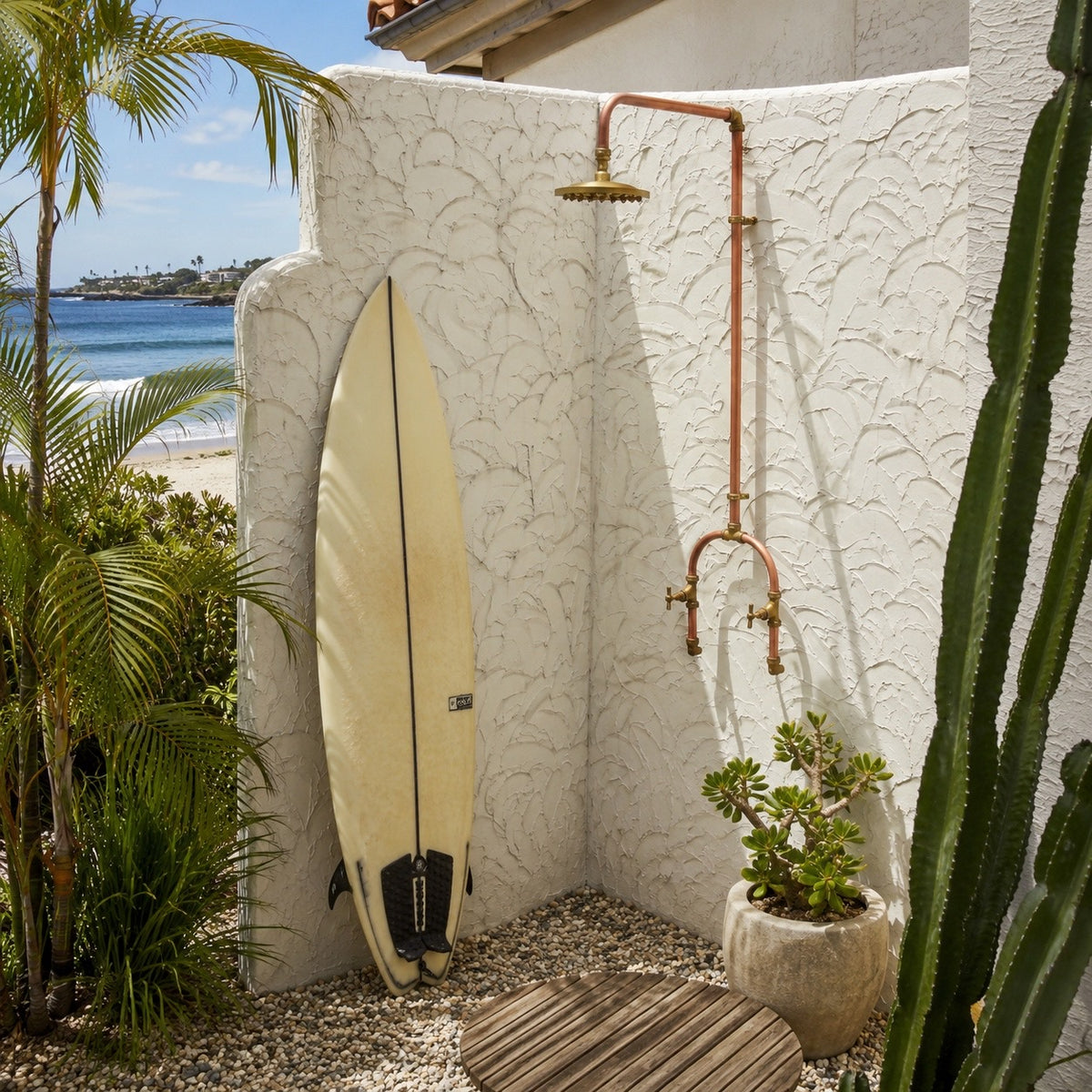 Outdoor solid copper shower, Malibu