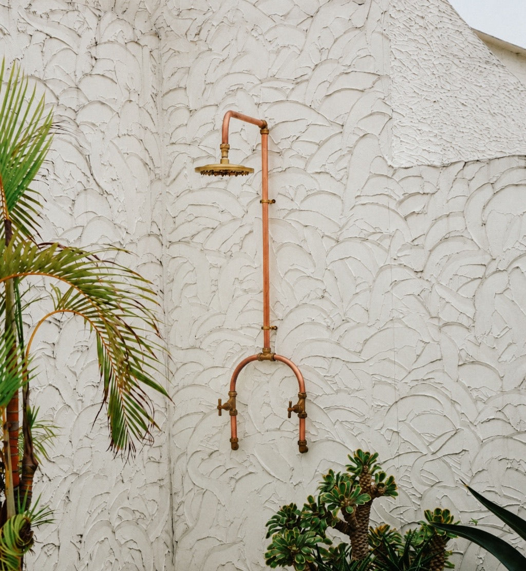 Malibu outdoor copper shower handcrafted by Brasslik