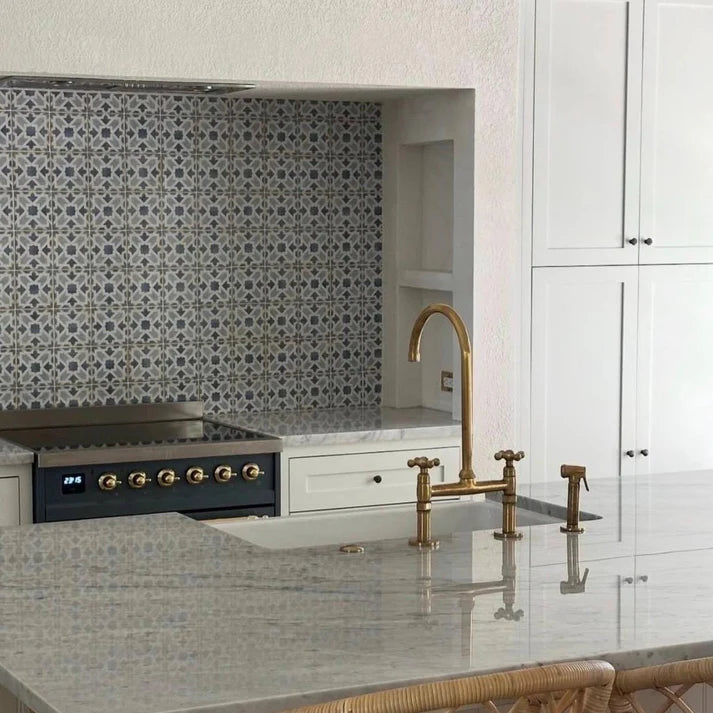 Unlacquered Brass Bridge Kitchen Faucet with Side Sprayer and Drinking Water Tap