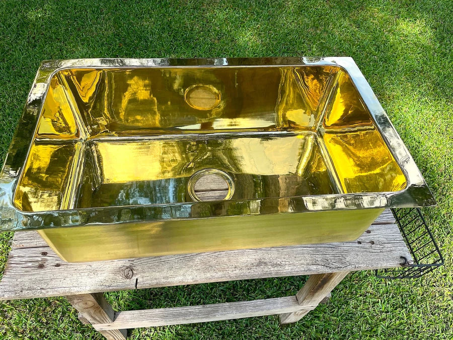 Custom Unlacquered Brass Sink  – Made to Order