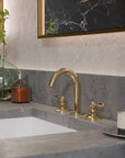 Unlacquered Brass Bathroom Faucet, 3 Holes Deck Mount Faucet
