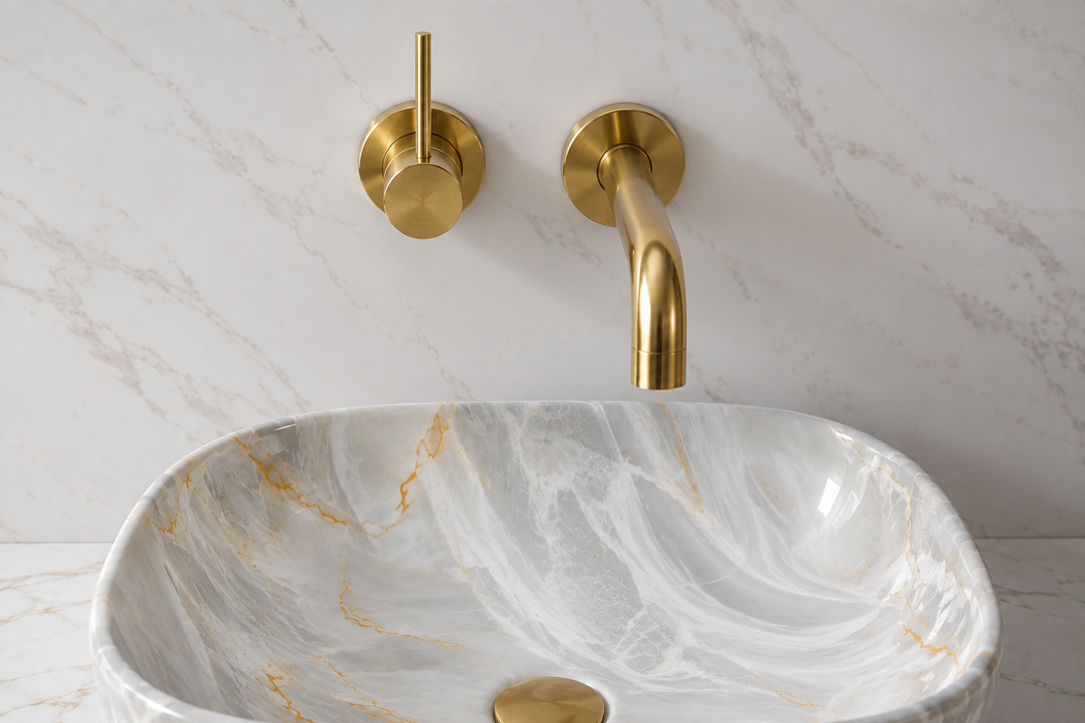 Roswell unlacquered brass wall mount faucet for sinks