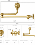 San Diego solid brass pot filler, handcrafted