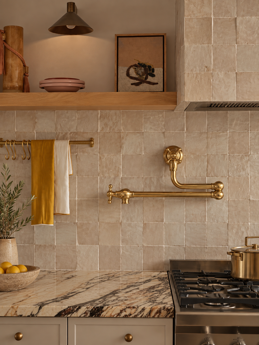 Wall mounted San Diego brass pot filler