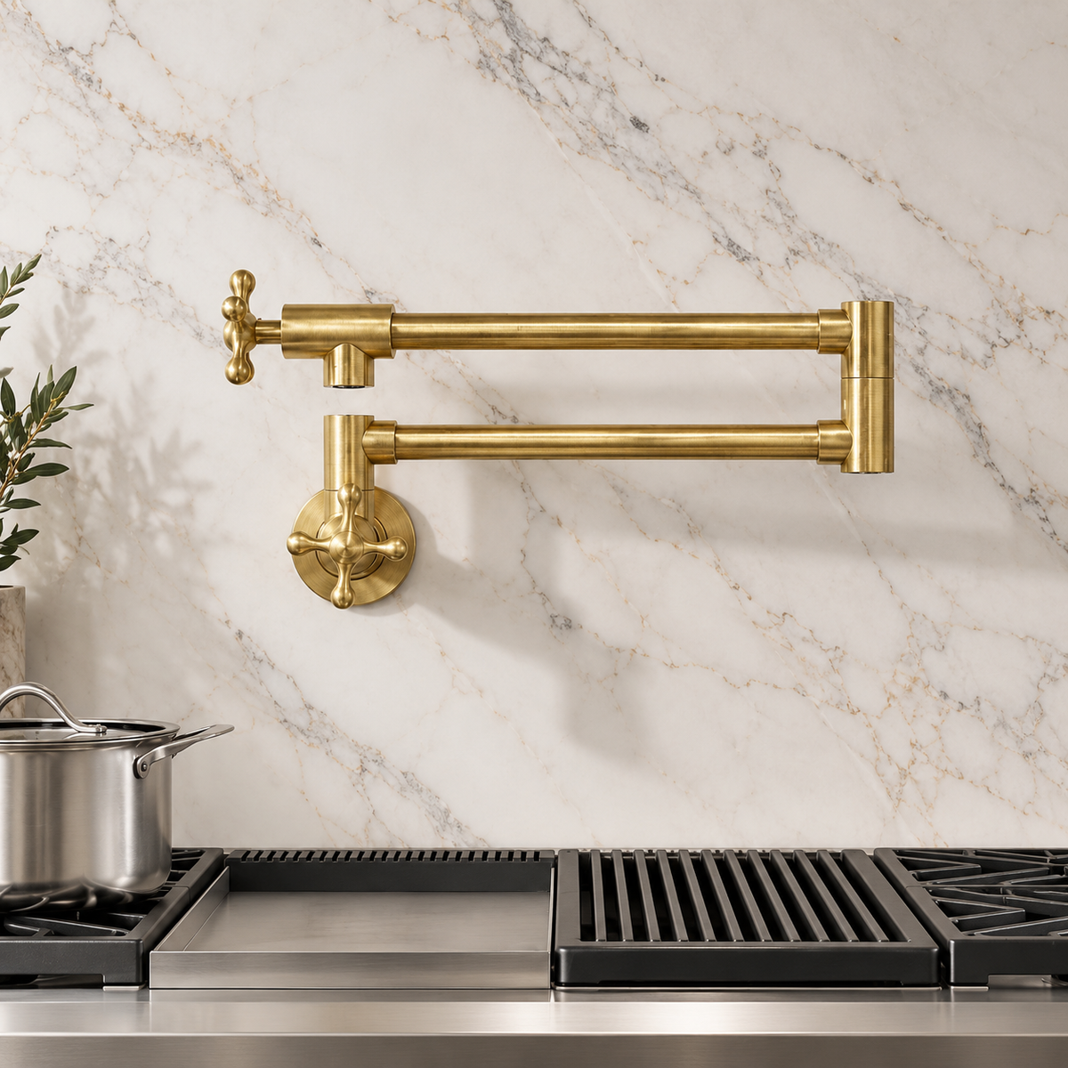 Sartinia unlacquered brass pot filler