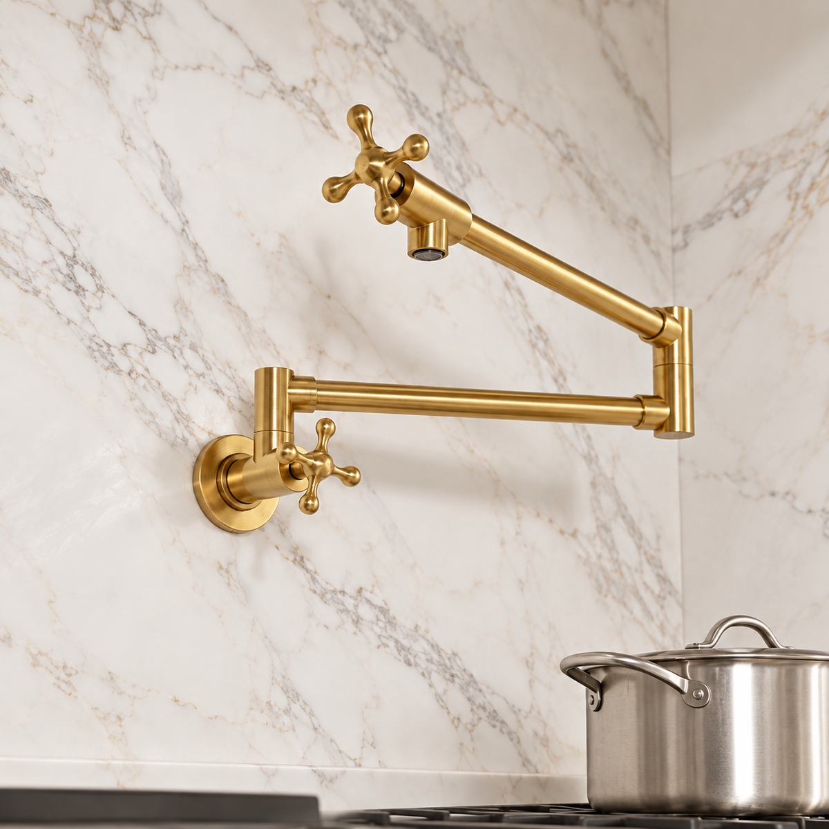Handcrafted Sartinia solid brass pot filler