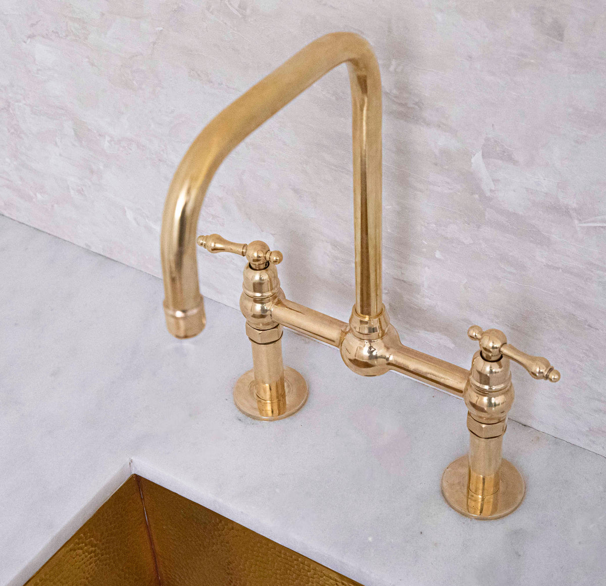 Zoom Expand image caption Seven solid brass bridge kitchen faucet with ...