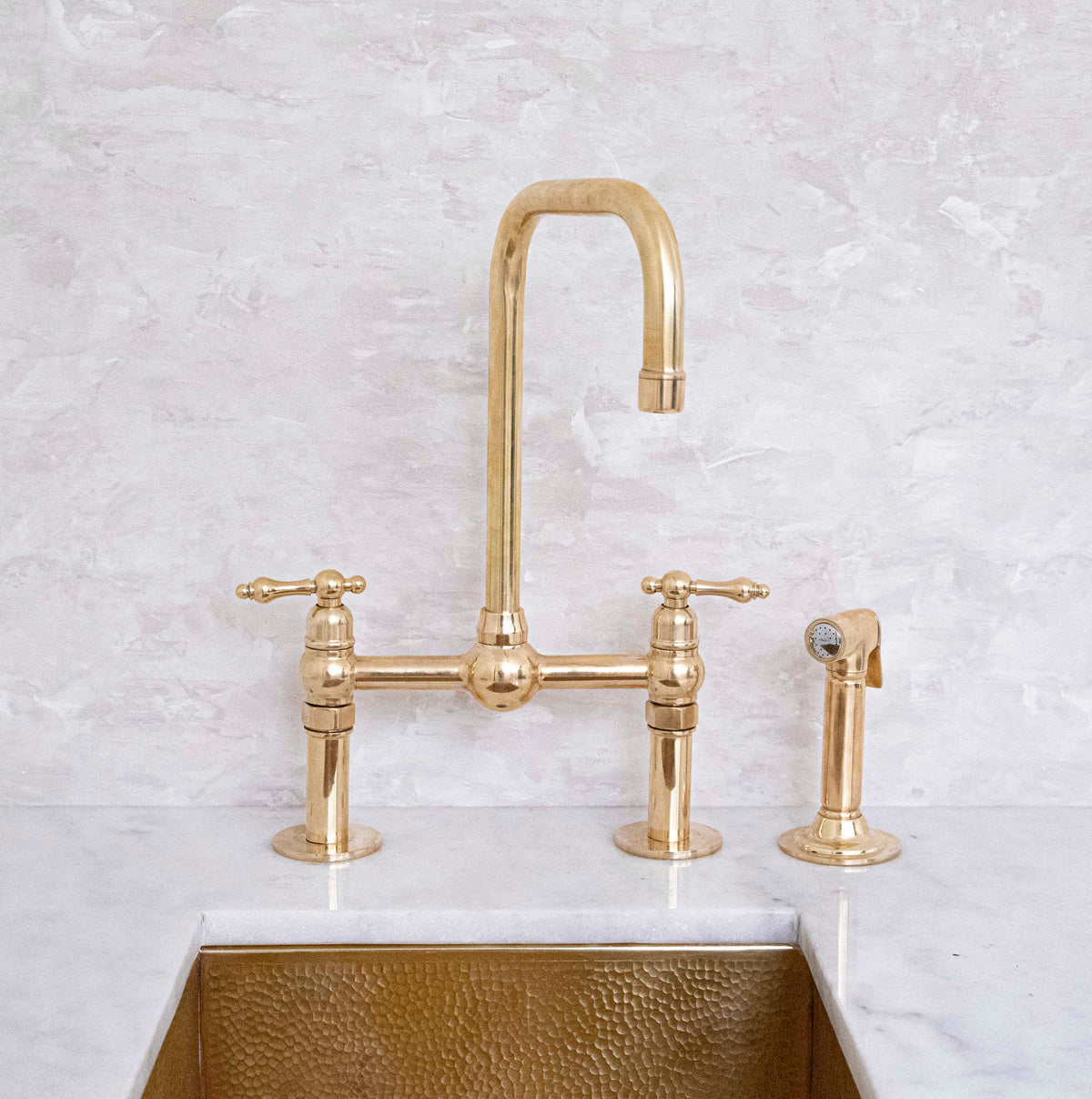 Solid brass Seven bridge faucet with generous sink clearance