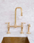 Solid brass Seven bridge faucet with generous sink clearance