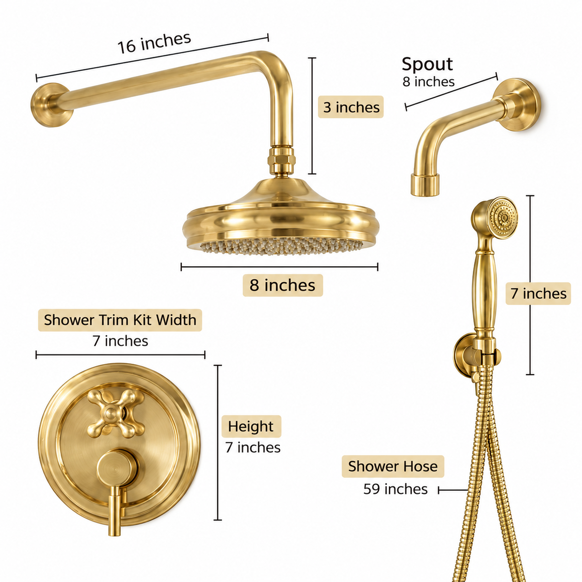 Solid brass Shawnee shower combo by Brasslik