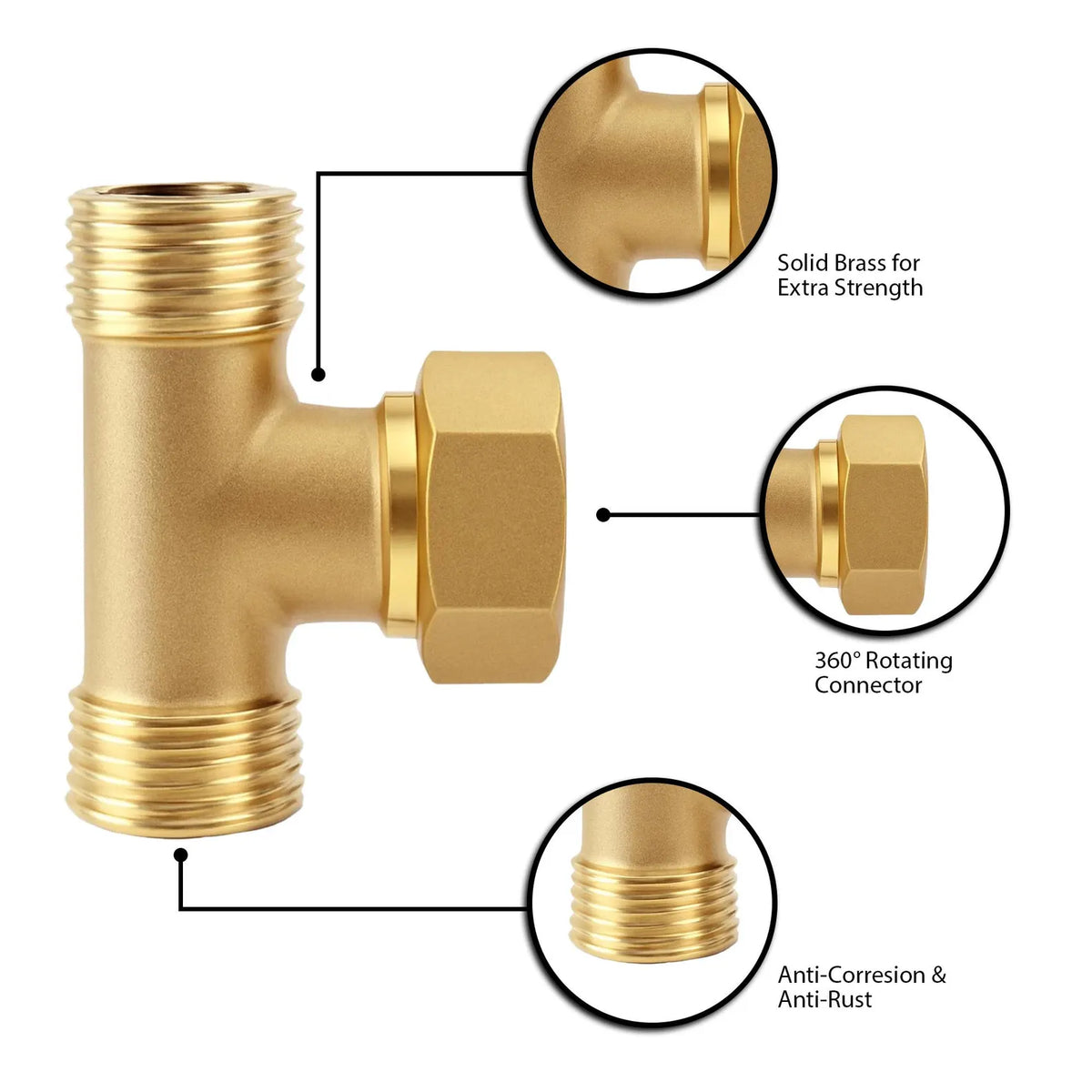 Brasslik brass T fitting for PEX plumbing
