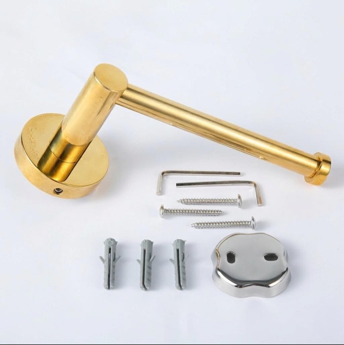 Wall mounted brass toilet roll holder