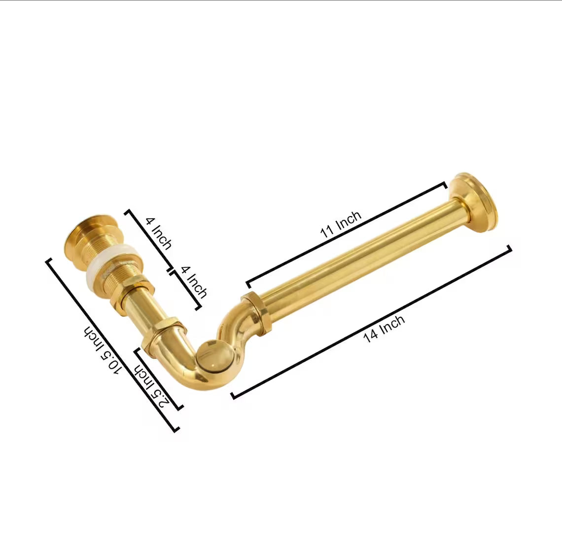 Brass S trap for bathroom sinks