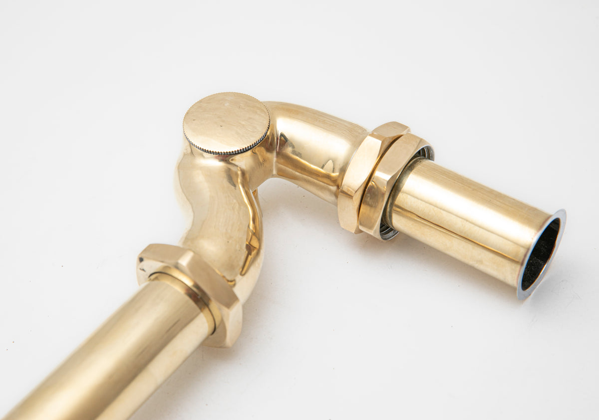 Solid brass S-trap for under sink plumbing