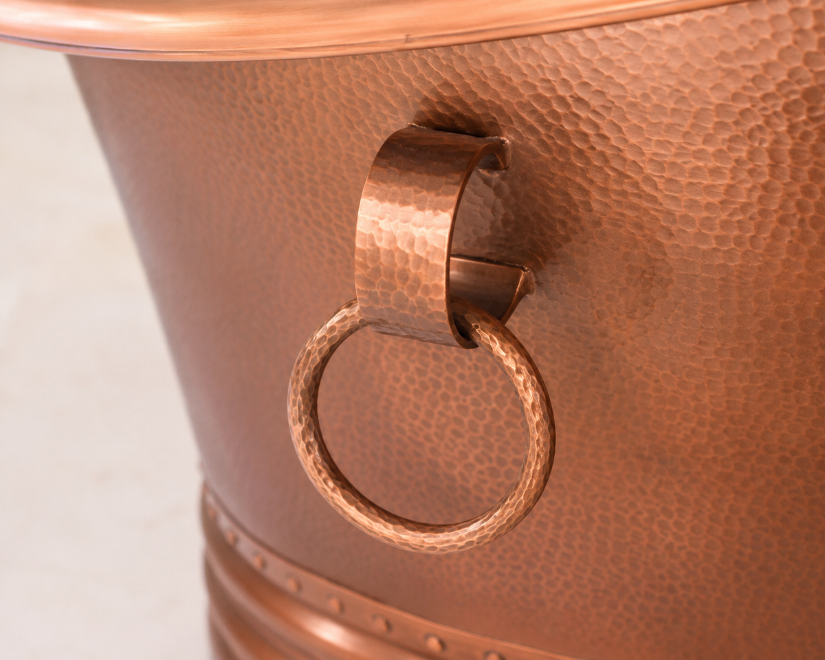 Solid copper hammered soaking bathtub, Texas