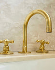 Unlacquered brass 3-hole deck mounted bathroom faucet