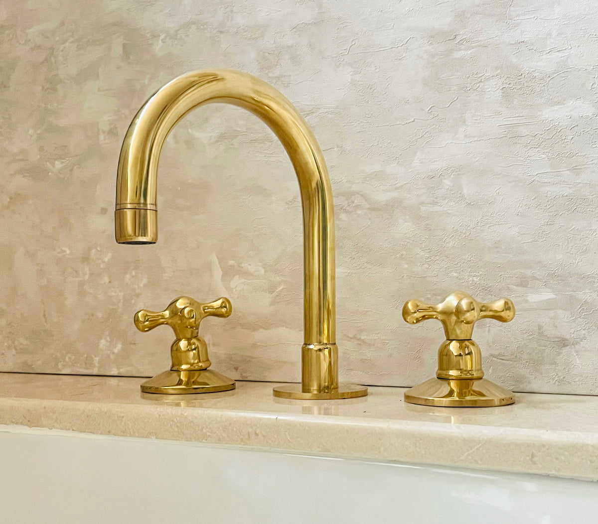 Handcrafted solid brass 3-hole bathroom faucet