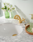 Handcrafted brass vanity faucet for bathroom sinks