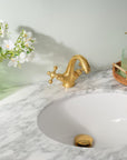 Unlacquered brass bathroom faucet with optional overflow or non-overflow drain