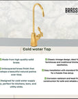 Bridge kitchen faucet with side sprayer and drinking water tap in brass