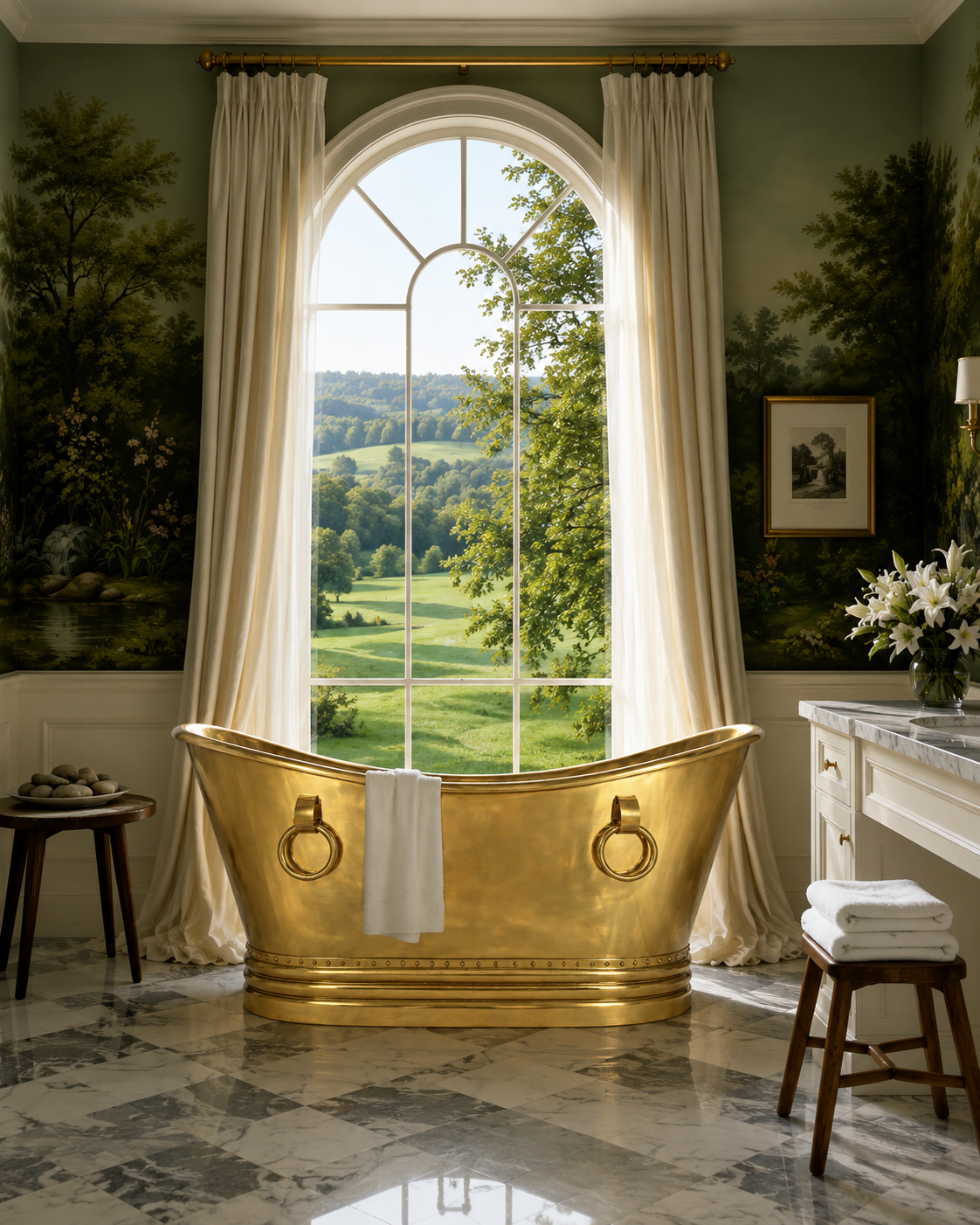 Handcrafted solid brass Bruny freestanding bathtub