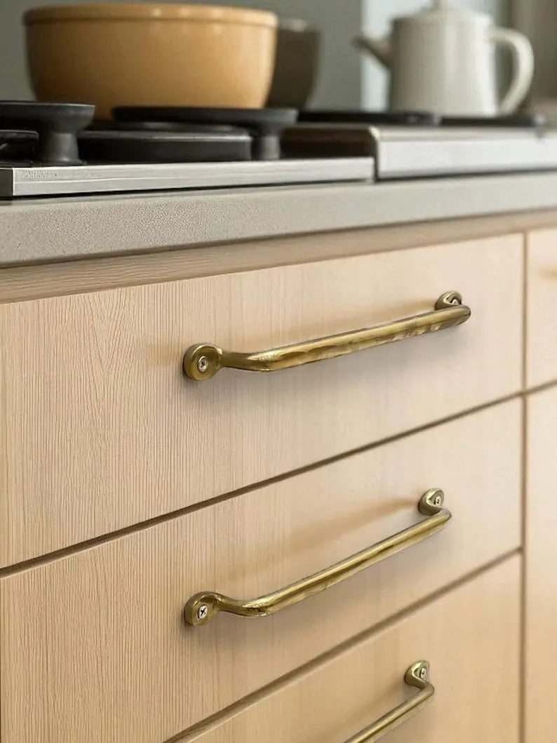 Solid brass cabinet pulls for kitchen and bathroom cabinets
