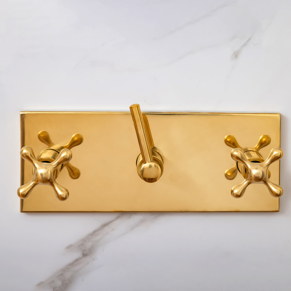 Solid unlacquered brass dual rain shower system