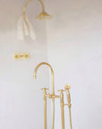 Freestanding brass bath filler for luxury bathrooms