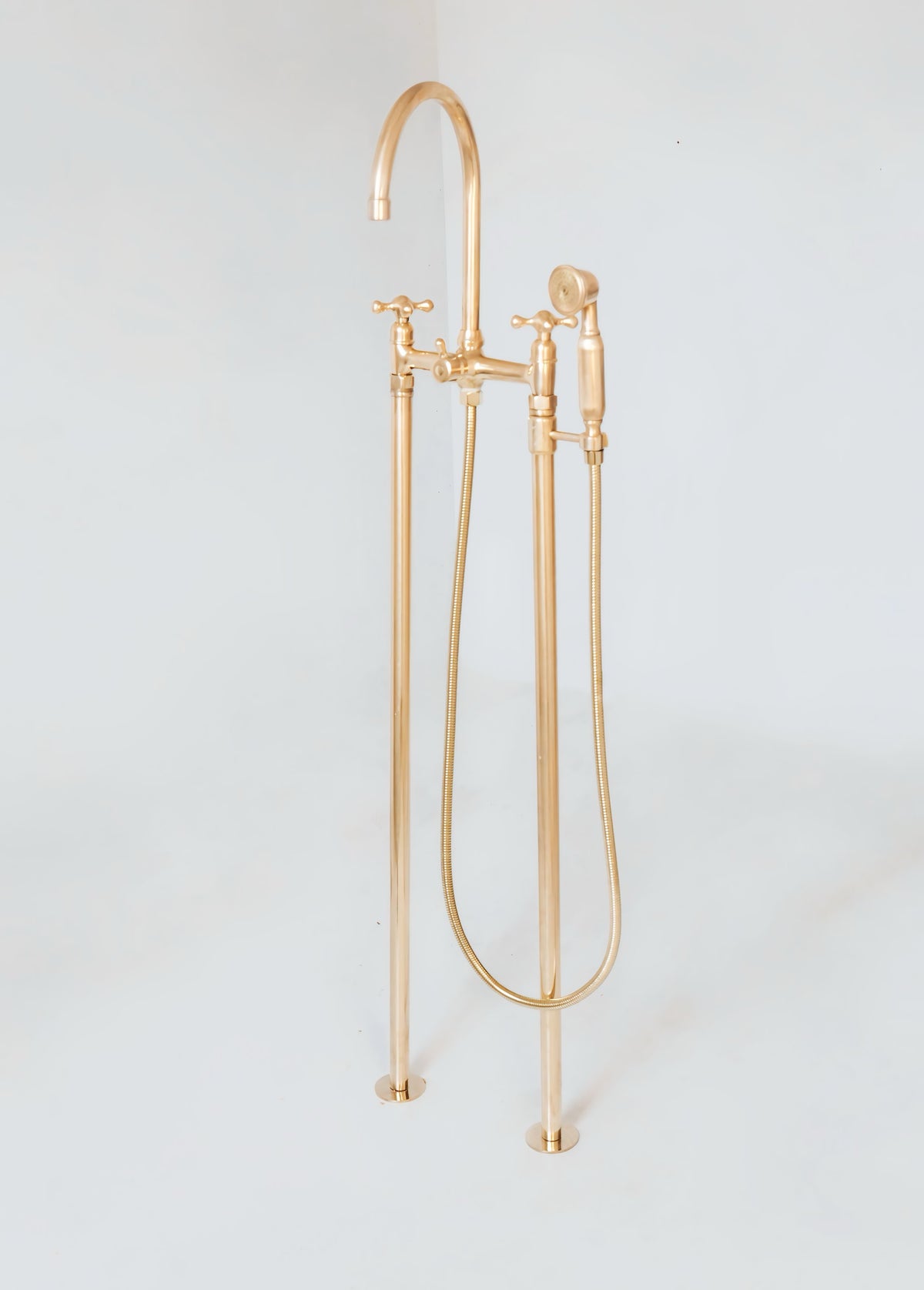 Handmade freestanding brass tub filler
