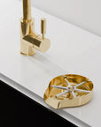 Unlacquered brass glass rinser for kitchen sinks