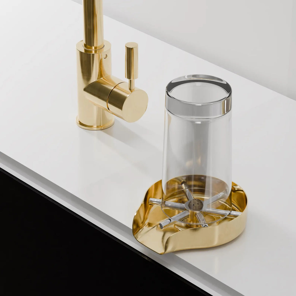 Solid brass cup rinser for kitchen sink installation