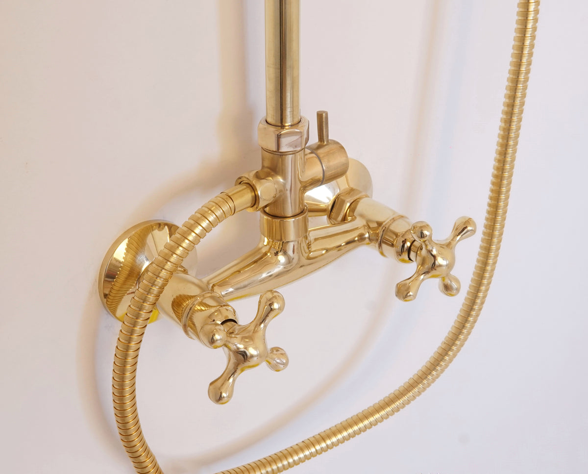 Brasslik unlacquered brass exposed shower with high pressure