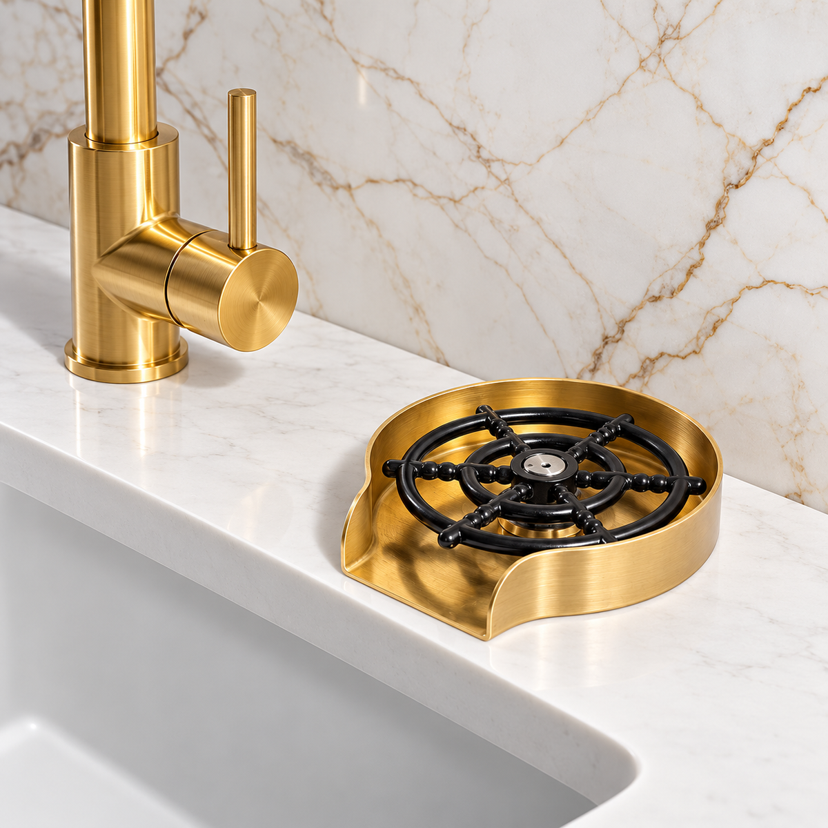 Solid brass glass rinser, kitchen cup cleaner
