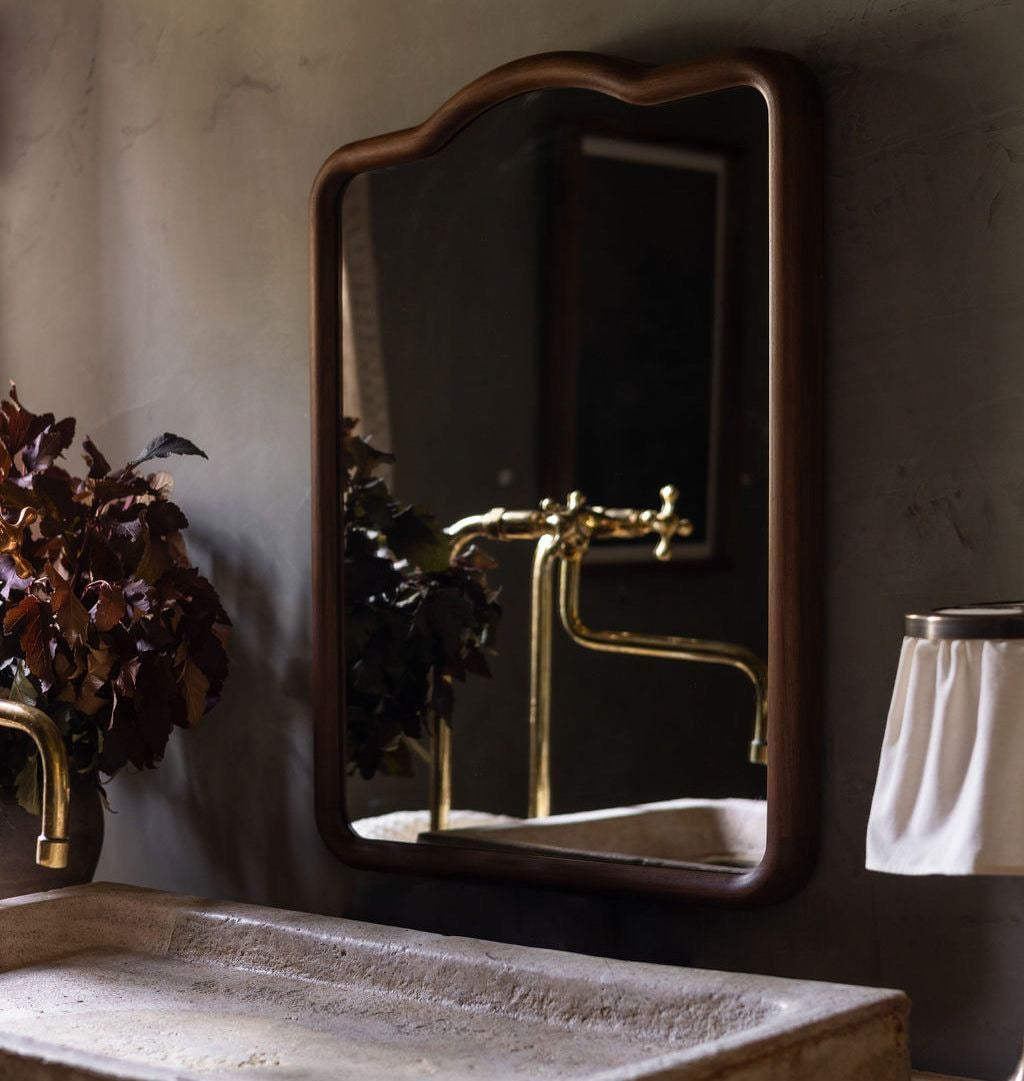 Handcrafted long-leg brass bridge faucet with elephant trunk spout by Brasslik