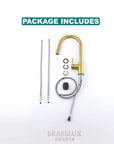 Pull-down brass kitchen faucet that develops a natural patina