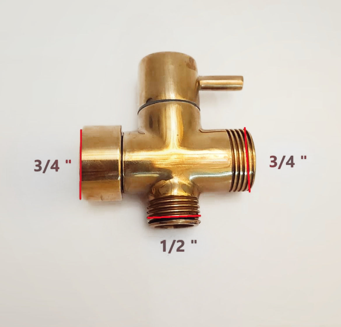 Unlacquered brass shower diverter