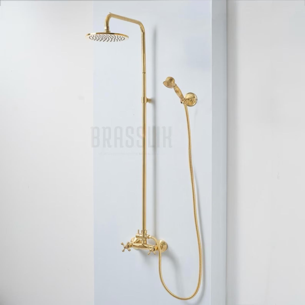 Brasslik brass shower for indoor and outdoor bathrooms
