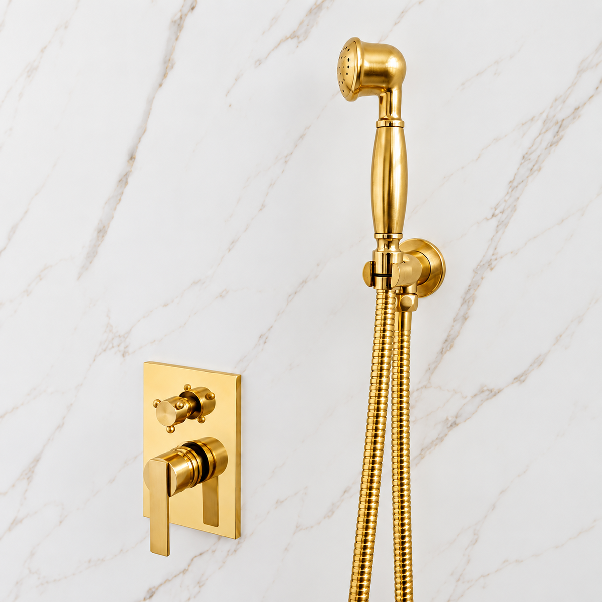Brasslik unlacquered brass shower system