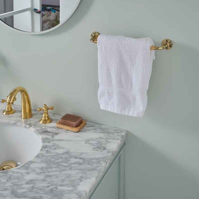 Wall Mounted Brass Towel Bar in Bathroom