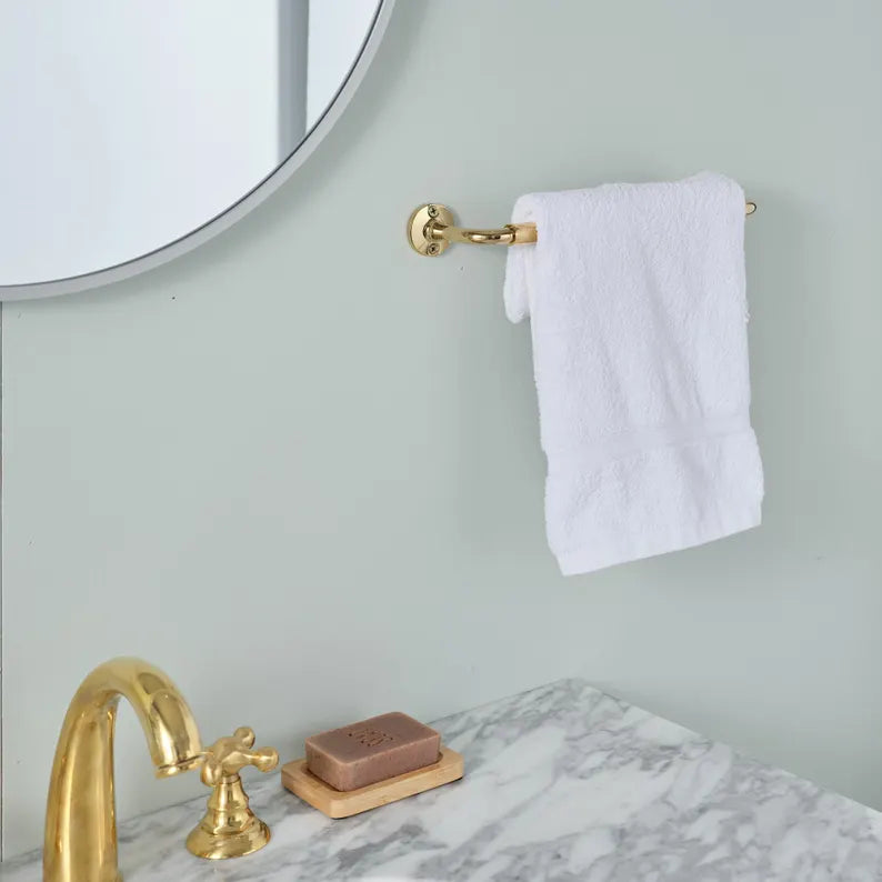 Handcrafted solid brass towel bar