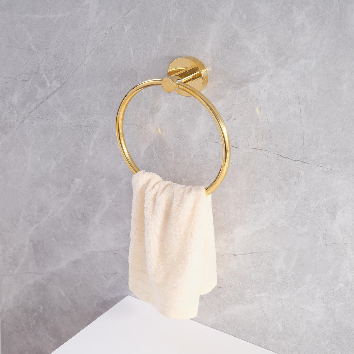 Handcrafted solid brass towel ring