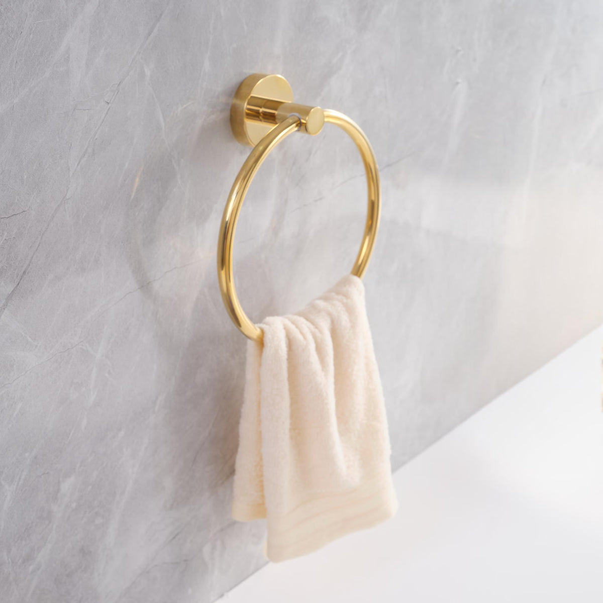 Brass towel ring for bathrooms