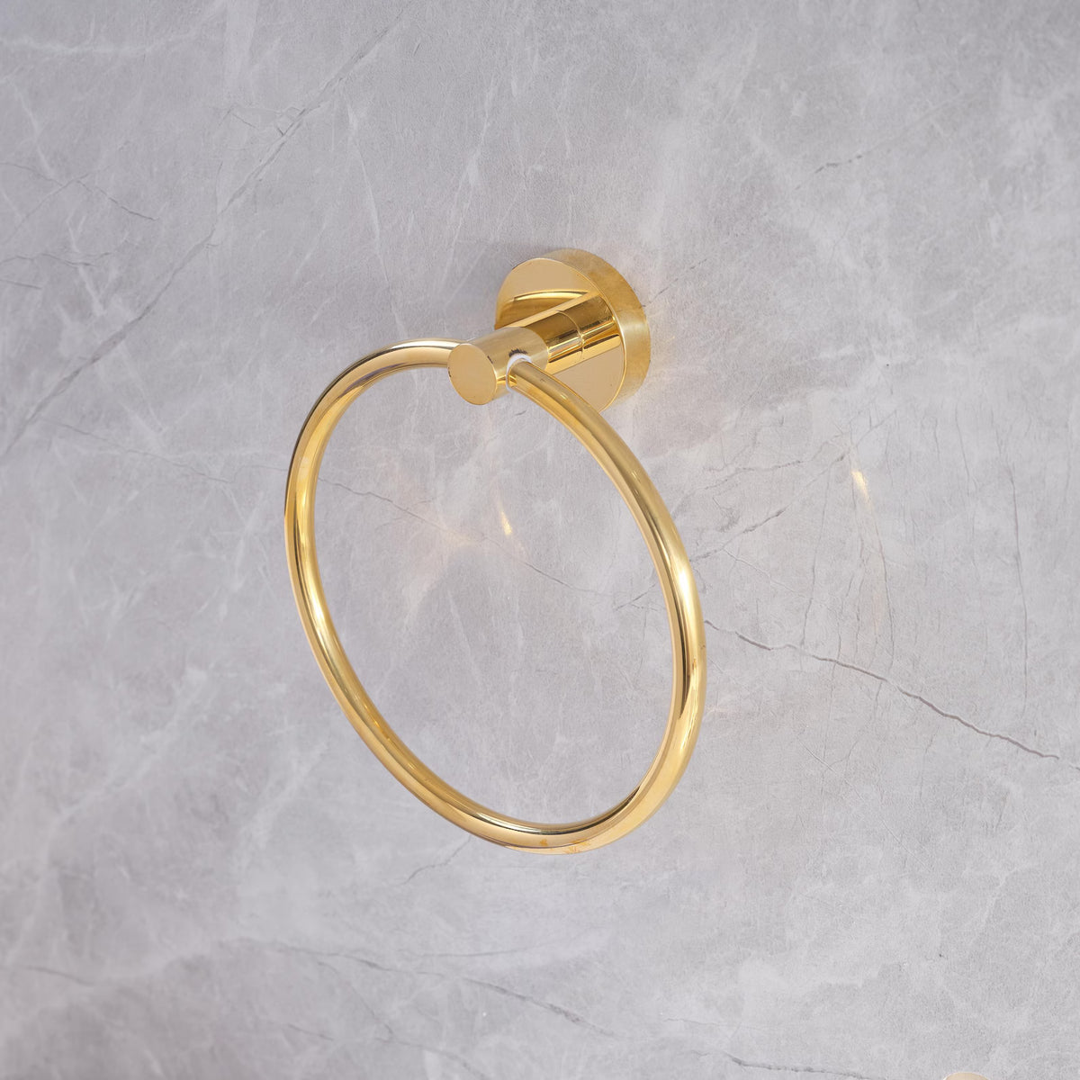 Solid brass towel ring in natural finish