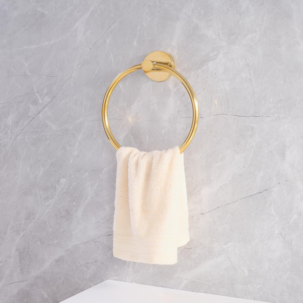 Unlacquered brass hand towel ring