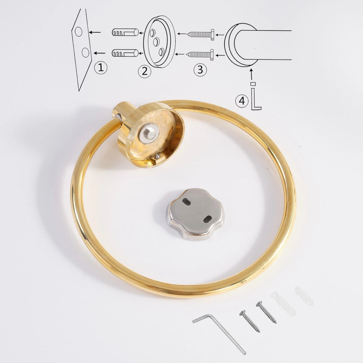 Brass towel holder ring, handmade
